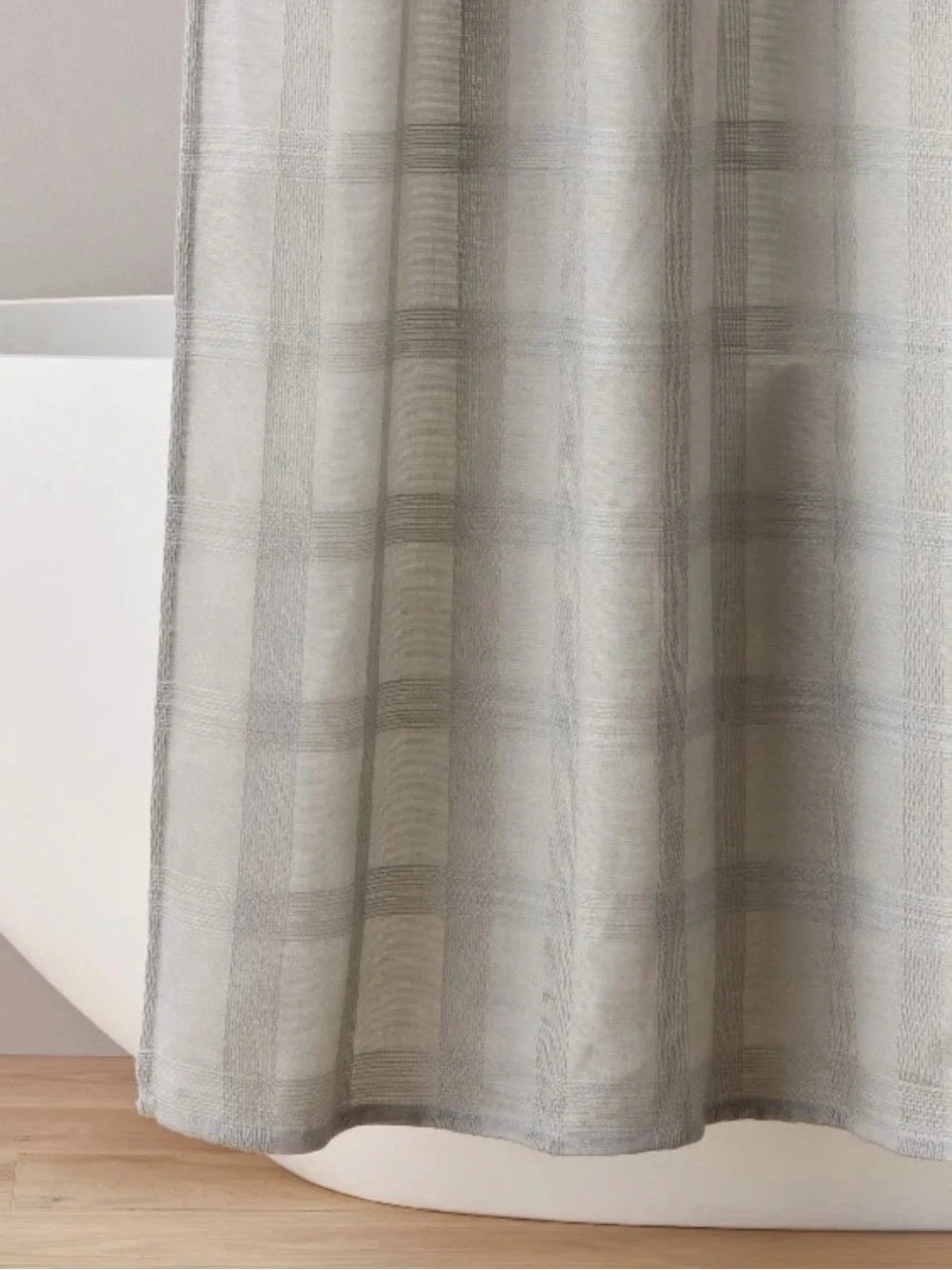 NWT hearth & hand gray plaid woven shower curtain